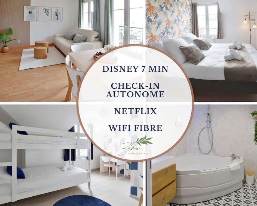 バイー・ロマンヴィリエSesame Duplex Disneyland Paris Netflix 6 Personnes Et 1 Bebe Avec Parkingアパートメント エクステリア 写真
